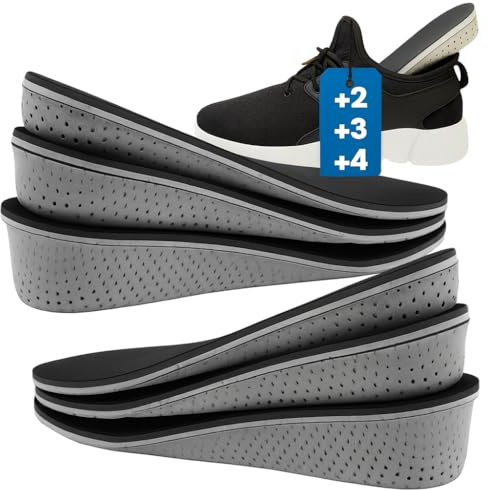 3 Alzas para Zapatos Hombre, Alzas para Zapatos Mujer 2, 3 y 4cm - Plantillas con Alza para Aumentar Altura y Dismetría 35-45 EU - Plantilla Hombre Cuñas Talon Elevadoras Aumento Estatura - Palmilhas