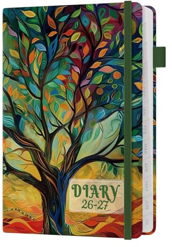 Sailingvan Academic Diary 2026-2027 Week to View A5, August 2026 - July 2027, 26/27 Weekly & Monthly Planner with UK Holidays, Elastic Closure, Pen Loop, Grey Monthly Tabs, Inner Pocket