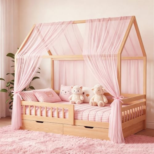 Zourglow Bed Canopy for Girls, 350 * 150cm 2Pcs Breathable Soft Tulle