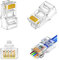 Eshan CAT6 Pass Through Connectors 50 Pack RJ45 End Plugs 8P8C 24AWG Ethernet Network Lan Flat Round Cable STP FTP Crimp Modular Gold Plated Connector CTA6a CTA5e CAT5