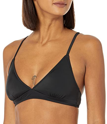 Amazon Essentials Women's Light-Support Triangle Bikini Swimsuit Top with Adjustable Straps, Washed Black, XX-Large