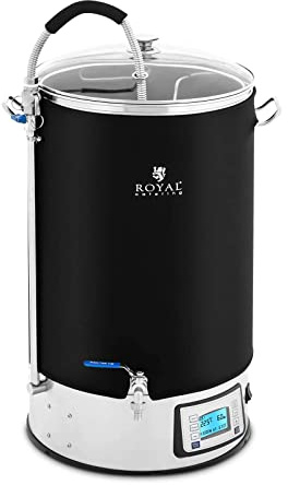 Royal Catering RCBM-60IN Braukessel mit Isolierung 60 l 3000 W 0-100 °C Edelstahl gehärtetes Glas Bierbrauanlage Maischekessel