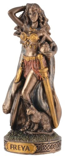 Veronese - Figura en miniatura de la diosa germánica Freya, color bronce pintado a mano