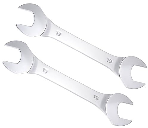 CoCud Clé à Fourche Fine à Extrémité Ouverte, Métrique 17mm x 19mm, Clé Mince à Double Extrémité - (Applications : pour les Écrous Fins, les Espaces Étroits), 2 Pièces