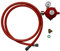 Gasanschluss Set für Innen und Aussen Bereich, Gasschlauch und Innen Bereich Druckminderer 150 cm/50 mbar + LPG Adapter, für LPG Gasstandherd, Gaskochfeld, Gasbackofen