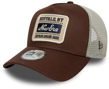 New Era Adult's Buffalo New York Patch 9Forty Trucker Patch Trucker Baseball Cap Hat Brown
