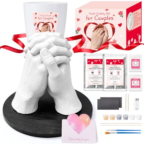 3D Hand Casting Kit, Hand Moulding Kits Couple, Easy-to-Use & Skin-Safe 3D Hand Mold Casting for Adults Keepsake Mold Kit, Ideal Anniversary Wedding Birthday Gifts for Him or Her