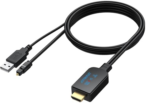 AUTOUTLET HDMI eARC/ARC Audio Extraktor, 192kHz eARC ARC zu Optisch Konverter, All-in-One 150cm Audio Extractor Adapterkabel unterstützt Dolby DTS 5.1 PCM 2.0 für TV zu Soundbar Lautsprecher Heimkino