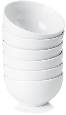 WishDeco Small Bowls Set of 6, Ceramic Dessert Bowls 300ml | White Fruit Bowl 10oz, Porcelain Bowl for Ice Cream, Candy, Snack, Yogurt, Microwave and Dishwasher Safe