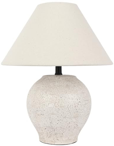 wilko Sarah Table Lamp Cream, Textured Ceramic Base, Small Edison Screw, 34cm Height, 28cm Width, 1.5m Cable