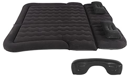 Alomejor Colchón de Aire PVC Flocado Colchón de Aire para Automóvil 174 X 126 Cm Bomba Interna de 12 V Inflado Rápido Superficie de Bloqueo de Ruido para SUV MPV RV Camping Viajes (Black)
