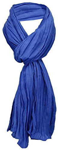 TigerTie Schal gecrasht in blau royalblau einfarbig Uni - Gr. 160 x 70 cm