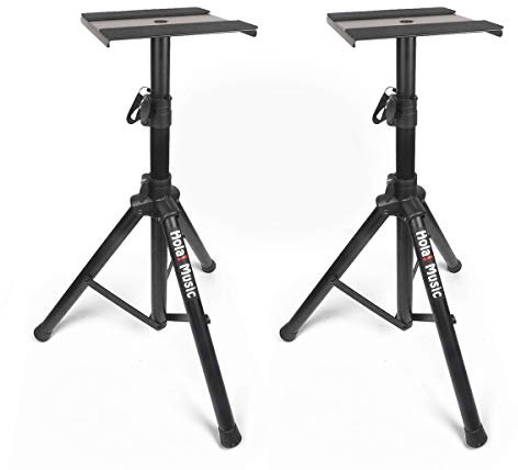 Hola! Music Speaker Stand Floor Pair - 2 Studio Tripod Monitor Stands w/Non Slip Feet, 1.25-1.8m