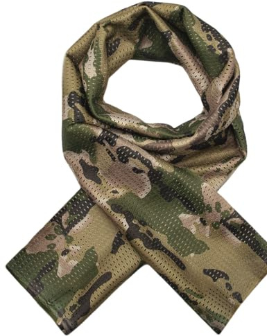 Outdoor - Pañuelo de cuello, pañuelo multifunción, pañuelo de cabeza, bufanda, cinta para la frente, camuflaje, protección para exterior, caza, pesca, tejido de malla militar, camuflaje