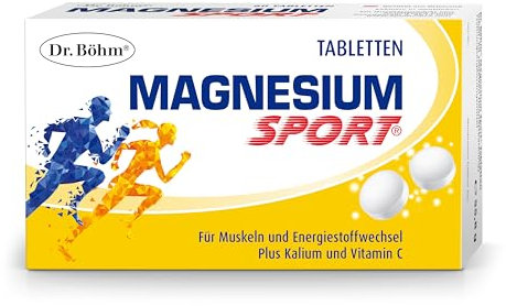 Dr. Böhm Magnesium Sport Tabletten: Für Muskeln und Energiestoffwechsel, mit Magnesium, Kalium und Vitamin C, ideal für Sportler, 60 Stück