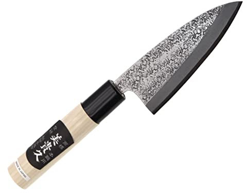 Coltello Deba giapponese artigianale Kozabe lama martellata 10,5 cm, forgiata a mano
