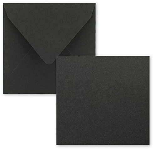 FarbenFroh by GUSTAV NEUSER - Juego de tarjetas individuales cuadradas de 15 x 15 cm, con sobres, papel de estraza, 25 unidades, para tarjetas de felicitación y más, color negro