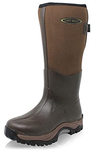 Dirt Boot Neoprene Wellington Muck Boots Pro Sport Wide Calf Adjustable Gusset (11 UK, Brown, numeric_11)