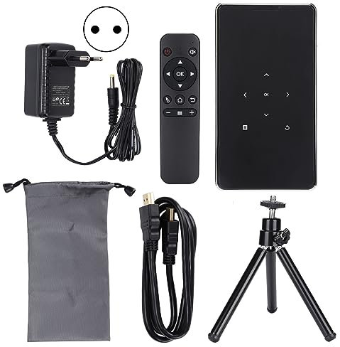 Mini Projecteur Portable, Projecteur Vidéo HD 1080P Bluetooth WiFi, HDMI/USB/AUX, Projecteur de Poche DLP à Affichage sans Fil pour la Maison, L'extérieur(Le Noir)