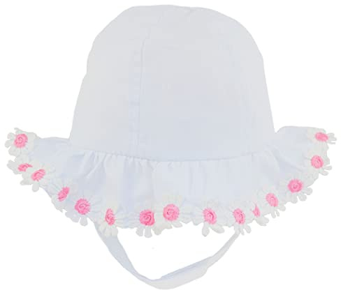 Faith & Sarah Kids Baby Girls Sun Hat with Chin Strap Summer Daisy Flowers (3-6 Months Pink)