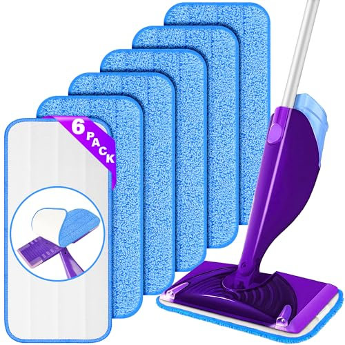 Reusable Mop Refill Pads for Flash Powermop, 6 PCS Mop Pads Machine Washable Microfiber Replacement Pads for Wet Dry Floor Cleaning Hardwood Laminate Floor