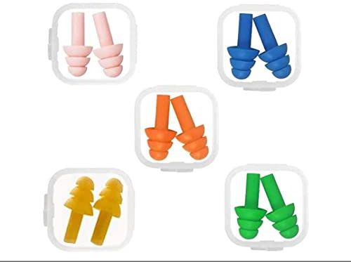 5 Pares Tapones para Oídos de Silicona, Reutilizables, Impermeables, Tapones de Oídos de Dormir para Trabajar, Estudiar, Lugares Ruidosos, Natación… (Multicolor)