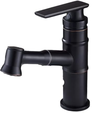 Wasserhahn Bad-Mischbatterie Alle Kupferschwarzen Alten Ausziehbaren Waschbeckenarmaturen Heiß Und Kalt Unterbauwaschbecken Einzelloch Können Haare Waschen Einziehbar Kurz Schwarz