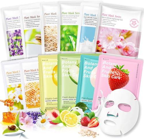 6 Stück Daily Care Tuchmasken Beauty, Feuchtigkeitsspendende Gesichtsmasken, Hautpflege,beruhigt,Hydrat Masken für verschiedene Hautbedürfnisse, strahlende Haut und einen Glow
