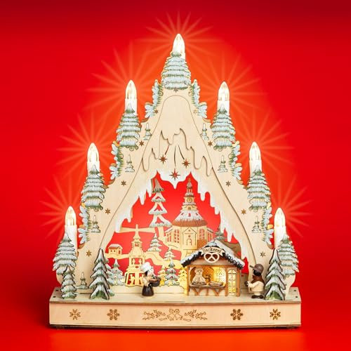 SIKORA LB84 LED Schwibbogen aus Holz in besonderer Tannenform