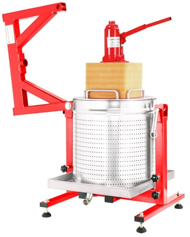 10.6 Gallon / 40L Mosakar Hydraulic Fruit Press. 5 Ton Pressure. Juice Contact Parts are AISI 304 Stainless Steel. Grape Wine Apple Cider Press for Home Use