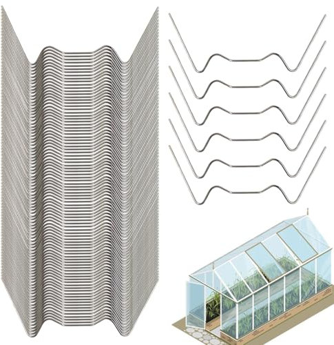 ZORVUJI 50 Stück Gewächshaus Klammern, Hohlkammerplatten Befestigung für Gewächshaus Zubehör, Rostfreie Gewächshausklammern für Doppelstegplatten und Polycarbonatplatten