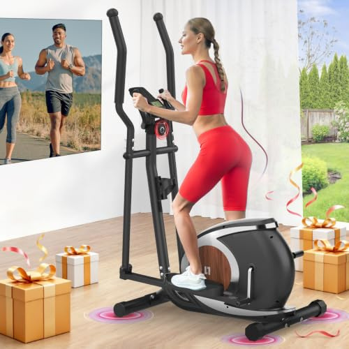 Neezee Elliptical Cross Trainer For Home Use, Ultra-Quiet Cross Trainer, 16 Levels of Magnetic Resistance, APP Compatible Elliptical Machine with Pulse Sensors, LCD Display, 120KG Capacity