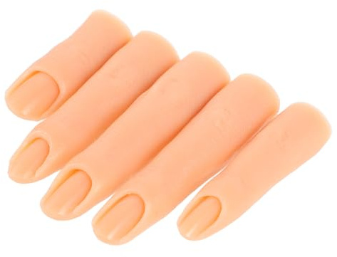 EPIGEIST Modèle De Main Articulé En Silicone Naturel Pour Entraînement à La Pose D'ongles En Gel, 5 Faux Doigts D'entraînement Pour Nail Art Et Présentation Professionnelle