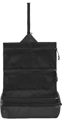 Pochettes de lavage portables pliables multi-sections de rangement à séchage rapide accessoires de voyage compacts pour produits d'hygiène trousse de toilette de voyage, Noir , Taille unique