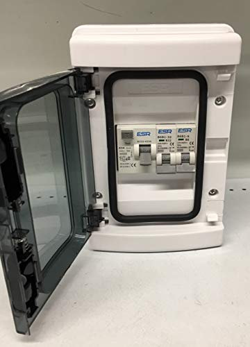 Tableau à disjoncteurs avec différentiel 63 A RCD + 2 disjoncteurs 6 A et 32 A MCB, pour garage, hangar