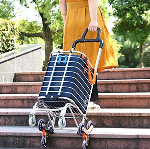 Carro de Compra de 8 Ruedas con Reposabrazos- Bolsa Impermeable Desmontable Silla Salvaescaleras En Estructura De Aleación De Aluminio (40 X 45 X 105 Cm) Azul Claro