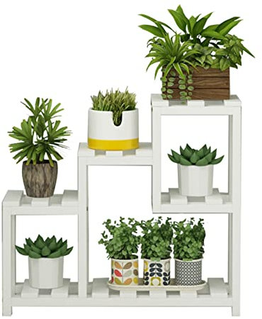 Estantería de Macetas Blanco Planta Stands Rack 5 niveles - Pequeño alto Estable Soportes para plantas altas para interiores y exteriores | Estante de escalera de flores para Patio Garden Balcony Most
