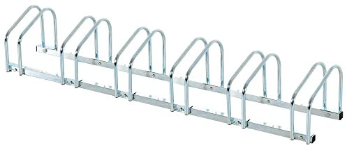 HOMCOM Râtelier 6 vélos range-vélos support de rangement pneu 65 mm sol ou mural pour VTT enfants BMX 179 x 33 x 27 cm acier argent