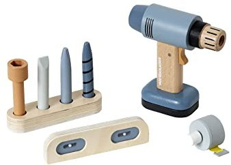 VERTBAUDET Bohrmaschine und Zubehör aus Holz, grau, TU