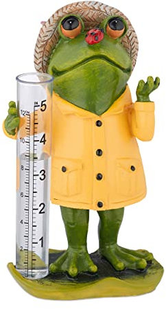 Relaxdays Regenmesser Frosch, wetterbeständig, analoger Regenanzeiger, H x B x T: 19 x 10,5 x 8 cm, Gartendeko, bunt
