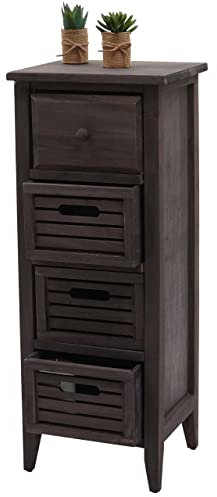 Mendler Kommode T18, Schubladenschrank Schrank, 4 Schubladen, 74x30x25cm Shabby-Look Vintage - grau-braun