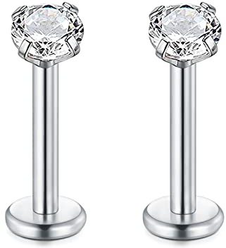 Rajnard Argent Piercing Lèvres Stud 16G 1.2mm Acier Chirurgical Boucles d'oreilles Hélice 8mm Longueur Cartilage Tragus Labret Bijoux Piercing pour Femmes Hommes