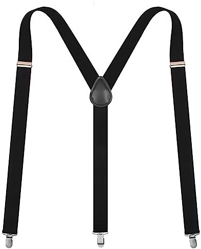 qijiefenCC Tirantes para hombre, Elegante Retro Y shape Style Con 3 Clips, elástico ajustable, Gran ajuste para mujeres, hombres, talla única, Negro