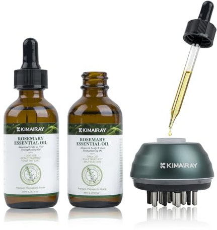 120ML Rosmarinöl Haare + Applikator Flasche Haare, Kimairay Rosmarinöl für Haarwachstum, Kopfhaut Massagebürste mit Haaröl Rosmarin, Haarbehandlungsset für Männer und Frauen