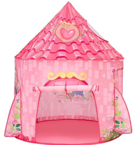 JOYIN Pink Princess Castle Play Tent,Girls Play Tent- Kids Pop-Up Tent - Childrens Indoor or Outdoor Garden Playhouse,Girls Tents Wendy House