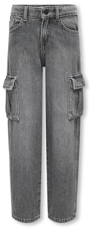 KIDS ONLY Mädchen Kogharmony Wide Crgo Carrot Azg414 Noos Hose, Dark Grey Denim, 134 EU