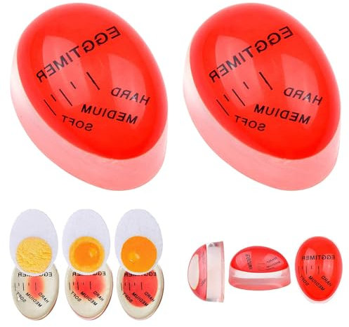 2Pcs Egg Timer, Egg Timers for Boiling Eggs, Colour Changing Boiled Egg Timer, Color Changing Indicator Soft Medium and Hard Boiled Eggs Heat Sensitive Safe Durable Kitchen Tool Cooking Home Use Gift