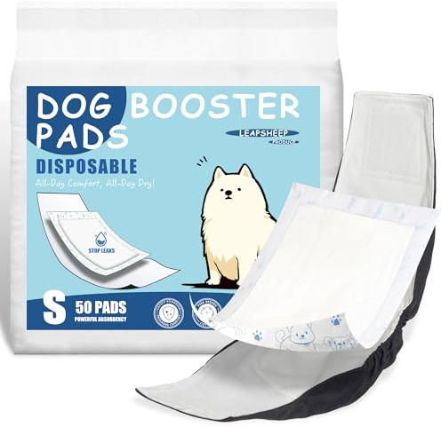 LeapSheep Dog Nappie Liners Super Absorbent Disposable Dog Diaper Pads for Male & Female Dogs, Cloud-Like Softness, Secure Adhesion to All Nappies, Comfortable for Dog Pants Incontinence (S, 50)
