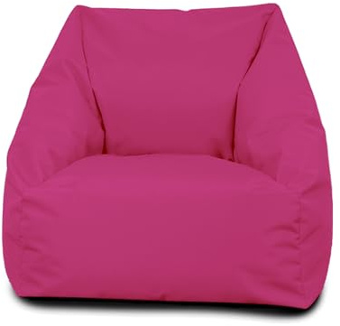 Bags of Beans Wipe Clean Large High Back Childrens Bean Bag Chair - Pink | Machine Washable & Pre-Filled - Easy Care Water Resistant Fabric - Kiddies Seating Bedroom Playroom - 62(D) x 52(H)cm