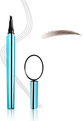 Boobeen Microblading Augenbrauenstift mit Spiegel, wasserfester flüssiger Brauenstift, 4-Gabel-Spitze für natürlich haarähnliche Brauen, langanhaltendes Makeup-Set